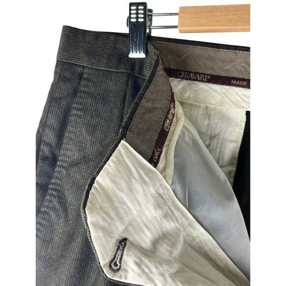 Vintage Chiavari Zignone Super 100 Italian Wool Dark Olive Green Trousers, Mens - Picture 9 of 9